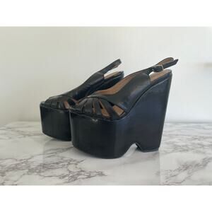 HOLD - Jeffrey Campbell Havana Last Peep Toe Slingback Wedges, 5.5M